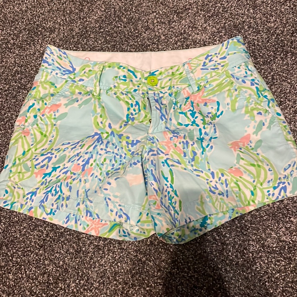 Lilly Pulitzer Callahan Shorts in Sky Blue Heaven.